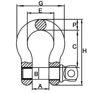 G-209 Screw Pin Anchor Shackles Diagram