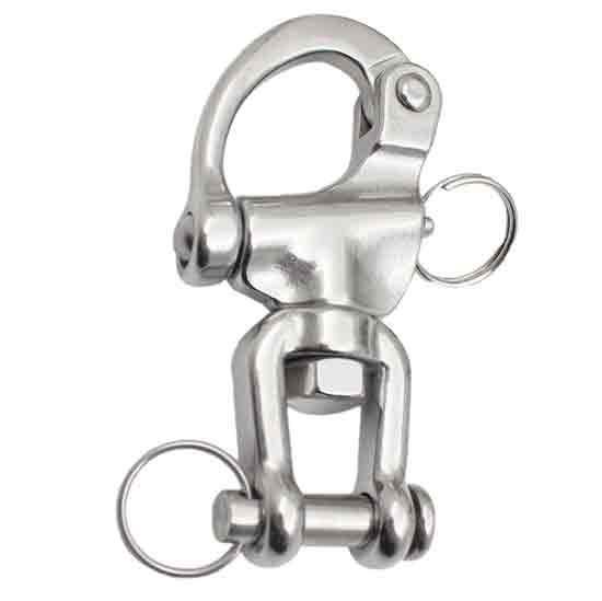 US Stainless Snap Shackle with Forged Swivel Jaw Type 2476 12mm (1/2)  Marine Grade 316 Stainless - US Stainless