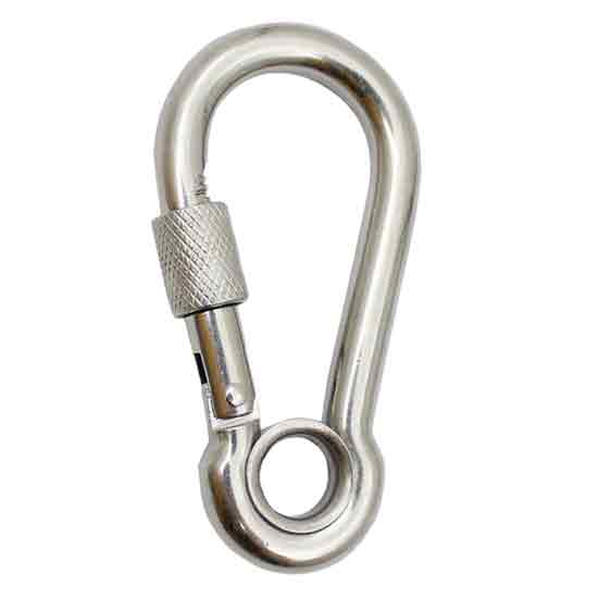 Stainless steel carabiner snap hook with eylet 50mm- DIVEAVENUE