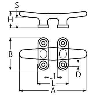 Low Flat 4 Hole Cleat Diagram