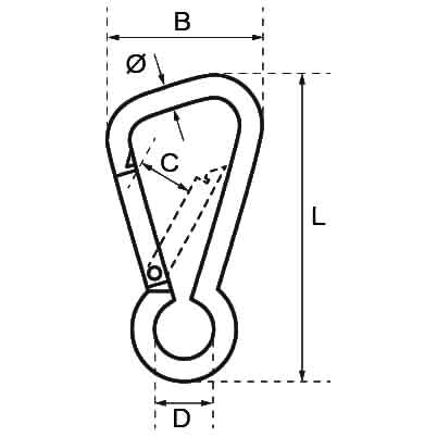 Stainless Steel Asymmetric Carabiner Diagram