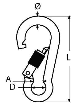 Stainless Steel Carabiner With Screw Lock Diagram