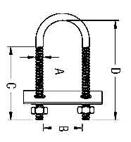 Stainless Steel U Bolt with Plate Diagram