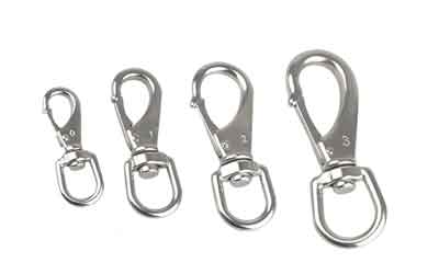 Ochoos 304 Stainless Steel Boat Marine Pet Chains Keychains Swivel Eye Spring Hardware Snap Hook 0# / M4